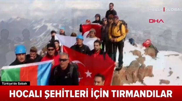Türkiyəli alpinistlər Xocalı şəhidləri üçün dağa dırmandılar – VİDEO