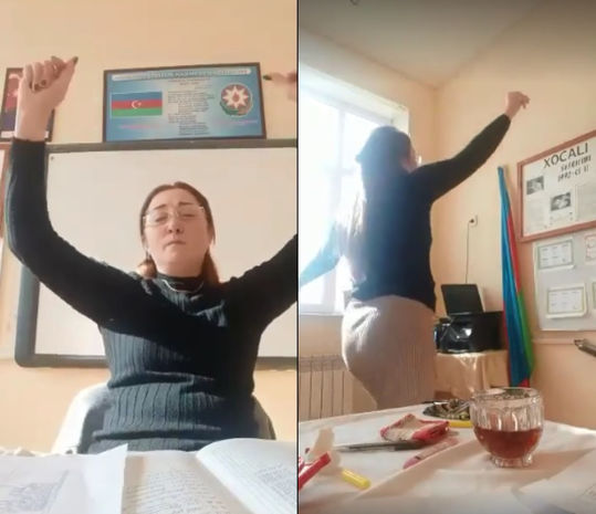 Azərbaycanda müəllim sinifdə “Məsti-xumar” mahnısına oynadı – VİDEO