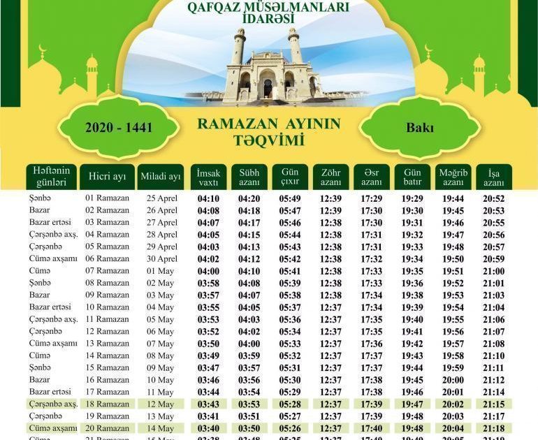 Ramazan ayının 19-cu gününün duası – İmsak və iftar vaxtı
