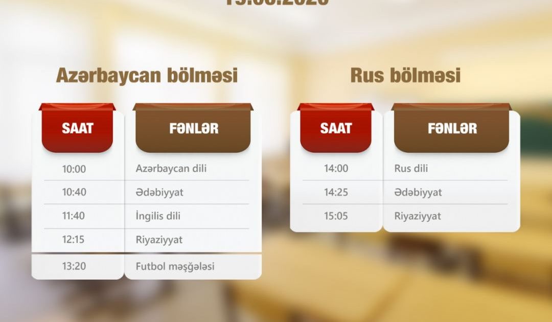 “Abituriyentlər üçün dərs vaxtı”nın sabahkı cədvəli açıqlanıb