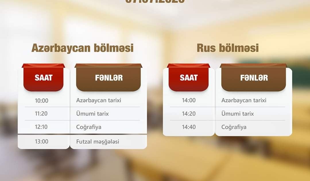 “Abituriyentlər üçün dərs vaxtı”nın sabahkı cədvəli