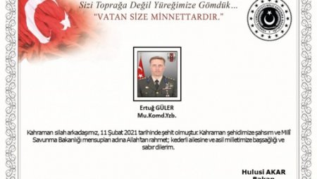 Türkiyə ordusunun zabiti ŞƏHİD OLDU