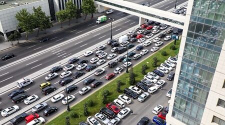 Bakının bir sıra yollarında nəqliyyatın sıxlığı yaranıb - SİYAHI 27 image-tixac